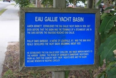 The Eau Gallie Yacht Basin marker, commemorating its foundational role in Melbourne's maritime history.